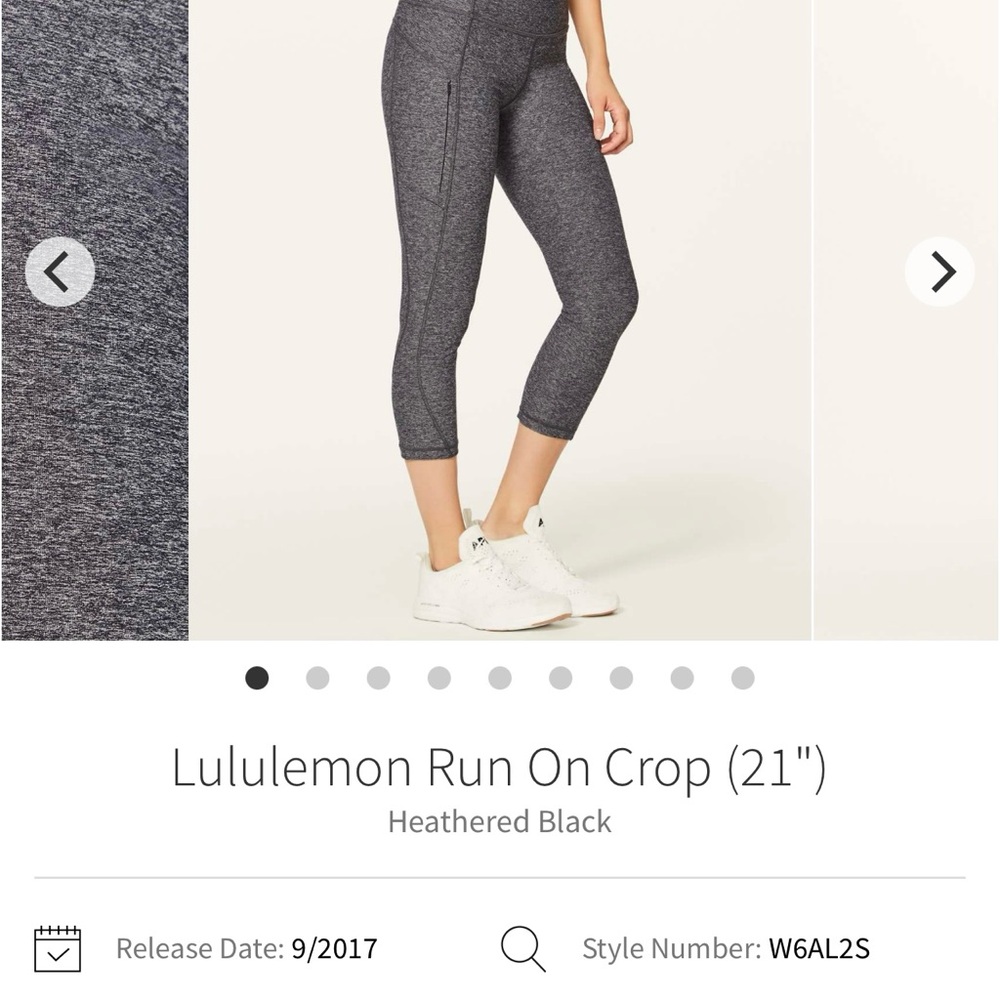 Lululemon Heathered Black Run On Crop Leggings